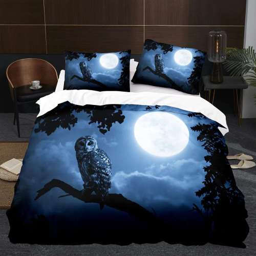 Night Owl Moon Print Bedding