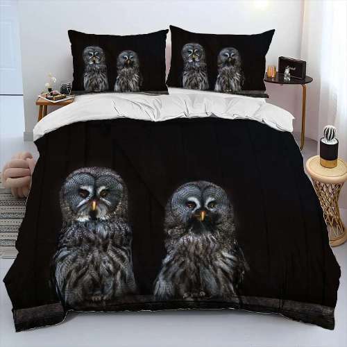 Black Owl Couples Bedding Set