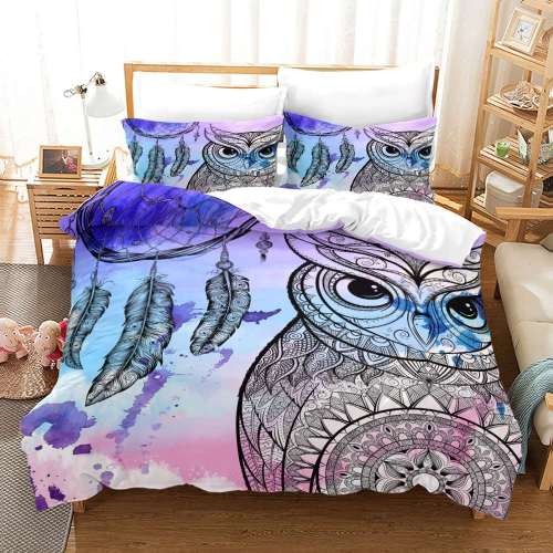 Native Owl Print Bed Sets