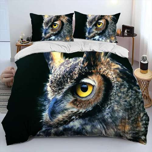 Black Owl Face Bedding Set
