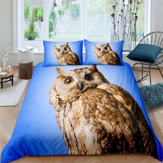Blue Owl Print Bed Sets
