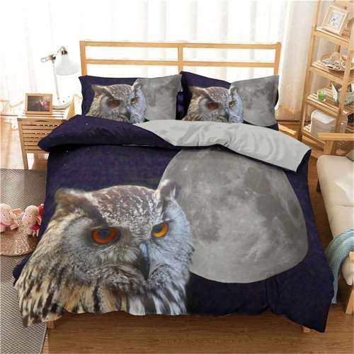 Moon Owl Print Bedding Sets