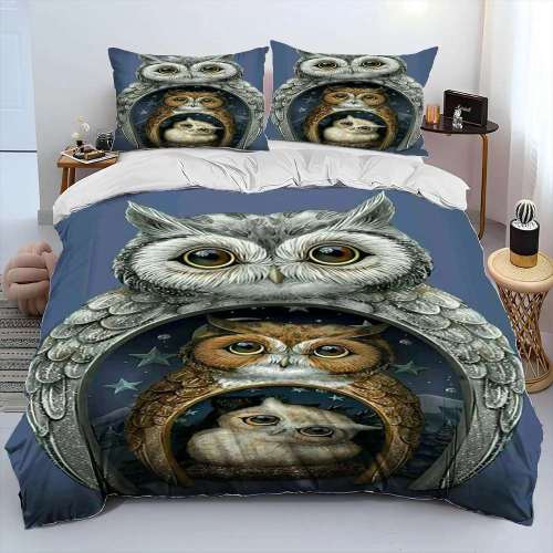 Owl Family Print Bed Set