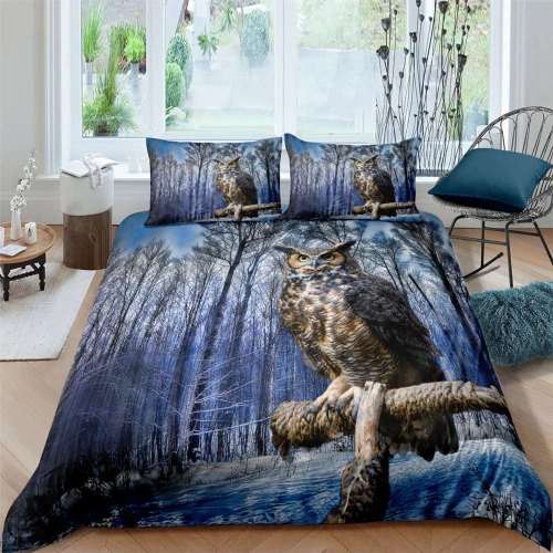 Jungle Owl Print Bed Set