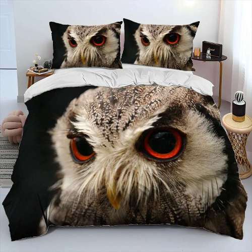 Black Owl Print Bedding Set