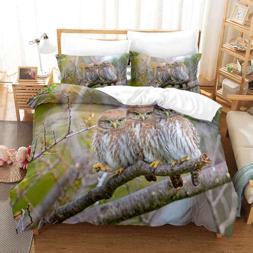Packs Owl Print Bed Cover