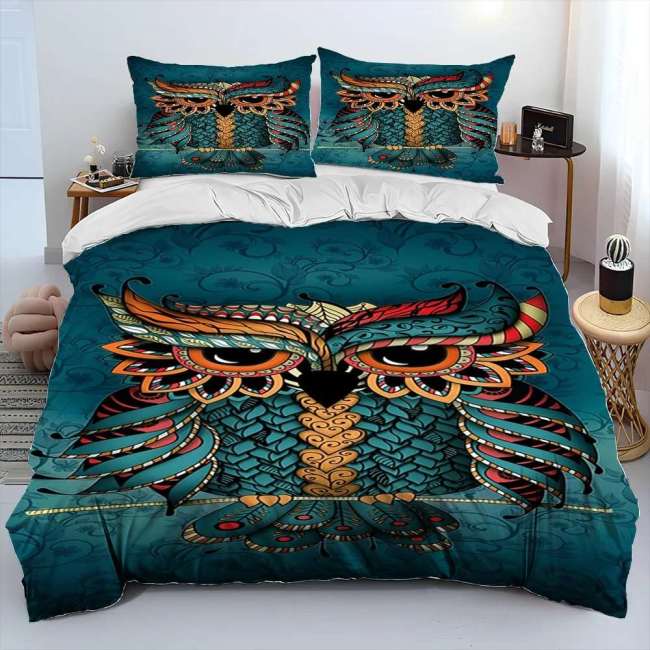 Cute Owl Print Bed Set
