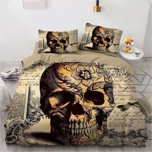 Gothic Skull Print Bed Cover