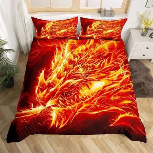 Fire Dragon Head Bedding Set