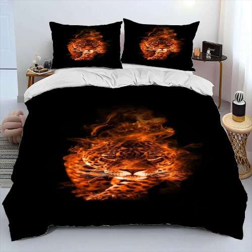 Black Flame Leopard Bed Covers