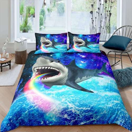 Rainbow Shark Print Bedding