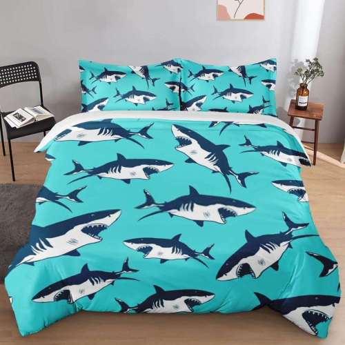 Cartoon Sharks Bedding Set