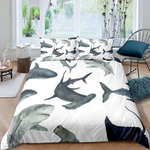 White Sharks Print Bedding