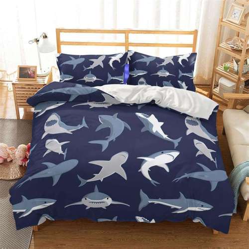 Navy Cartoon Shark Bedding