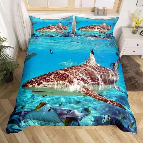 Wild Shark Print Bedding