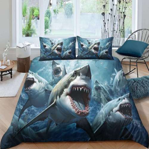 Many Sharks Print Bedding