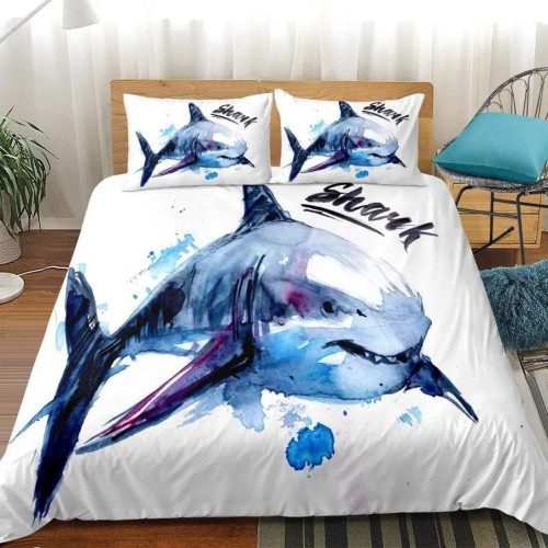 Watercolor Shark Bed Cover