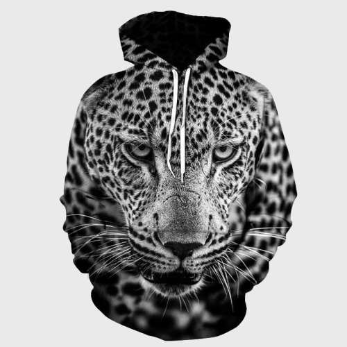 3D Black Leopard Hoodie