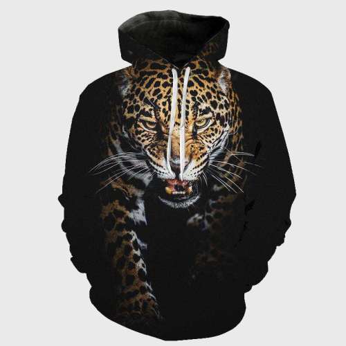 Black Leopard Pattern Hoodie