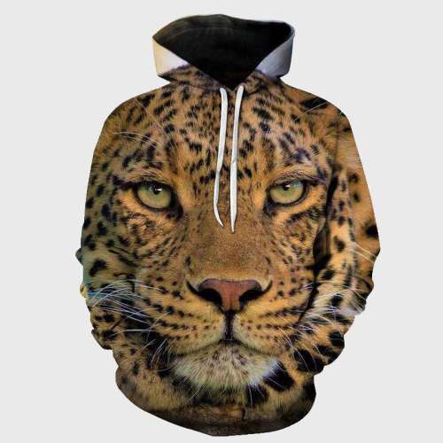 3D Leopard Face Hoodie