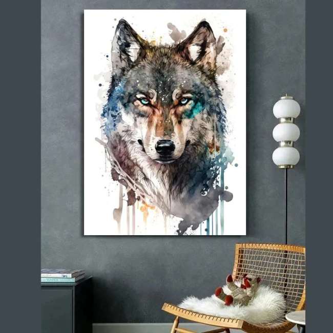 Ink Painting Wolf Wall Art