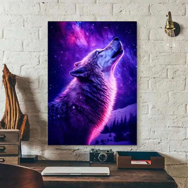 Galaxy Wolf Howl Wall Art