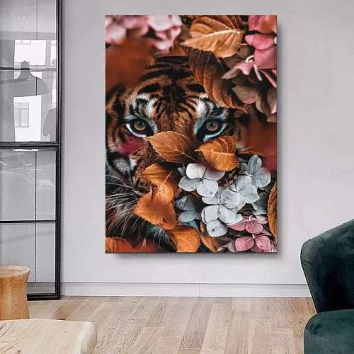 Floral Tiger Canvas Wall Art