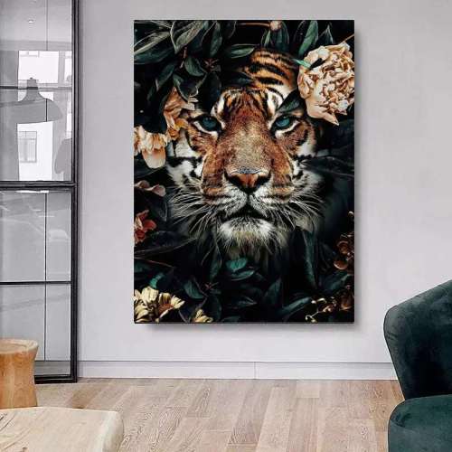 Floral Tiger Print Wall Art