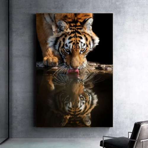 Drinking Tiger Print Wall Art