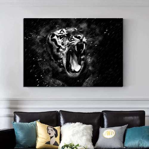 Black Roar Tiger Wall Art