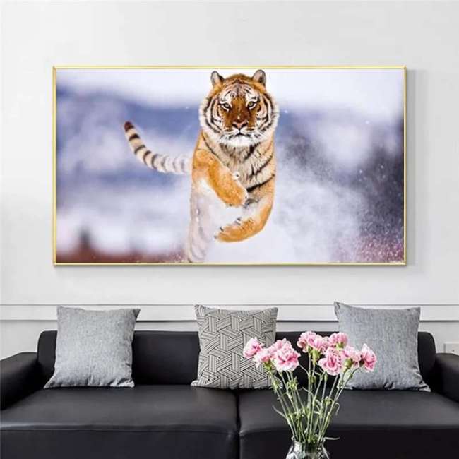 Jumping Tiger Print Wall Art