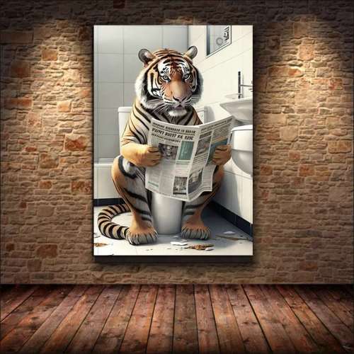 Tiger Bathroom Canvas Wall Art
