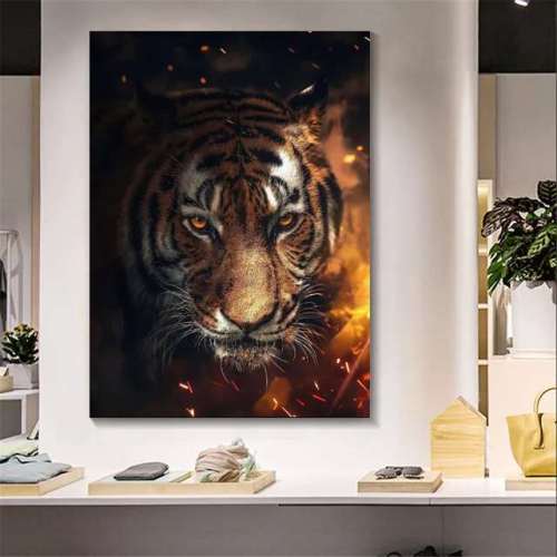 Fire Tiger Print Wall Art