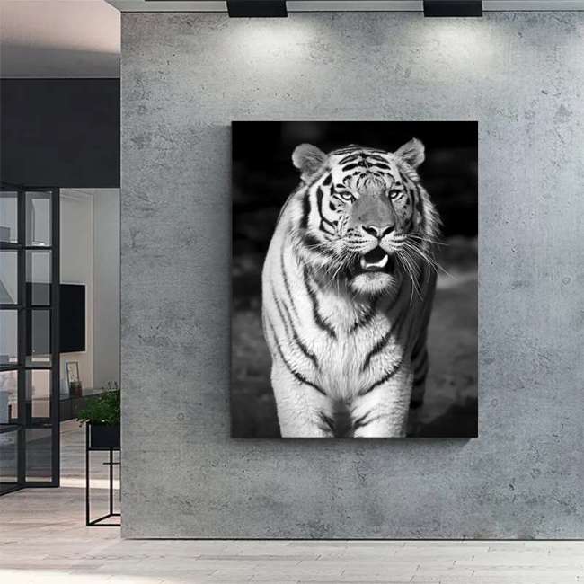 Black White Tiger Print Wall Art