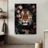 Flower Tiger Canvas Wall Art