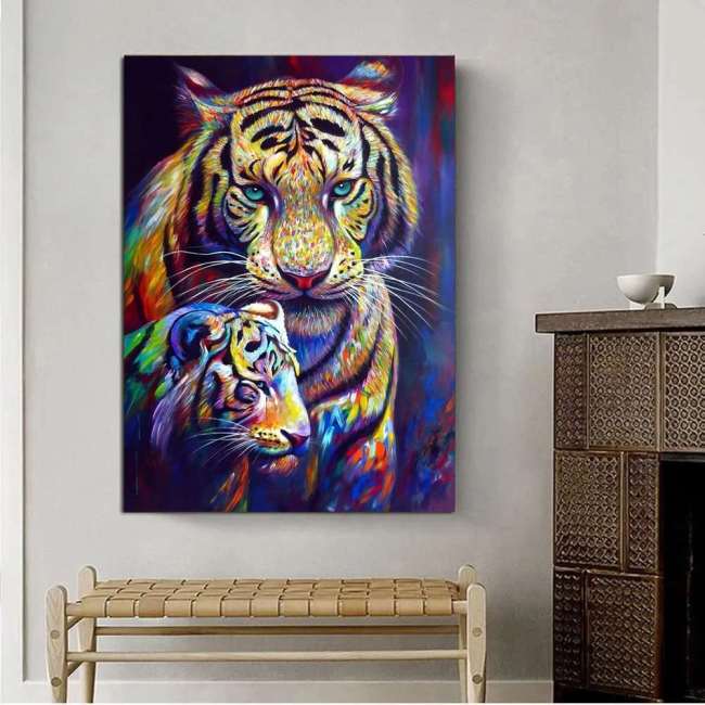 Tiger Mom And Cub Print Wall Art