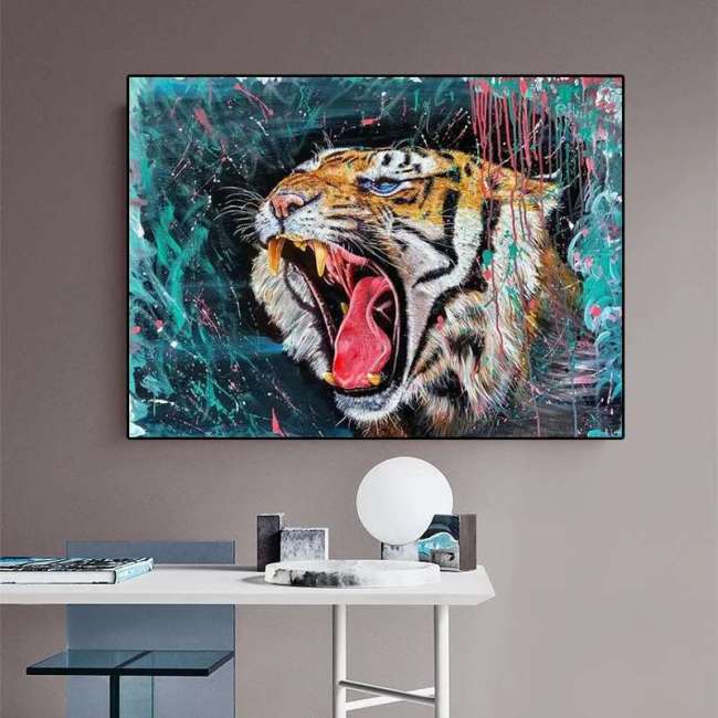 Tiger Roaring Canvas Wall Art