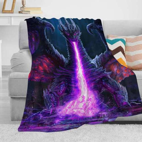 Purple Fire Dragon Blanket