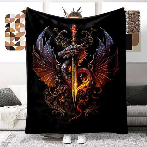 Black Dragon Sword Blanket