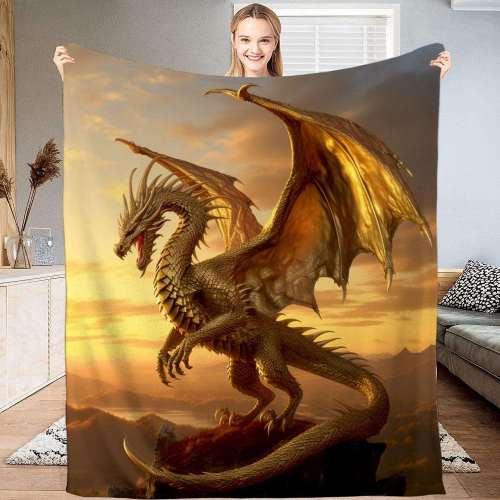 Gold Dragon Throw Blanket