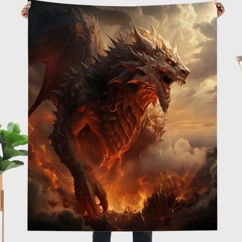 Fire Dragon Print Blanket