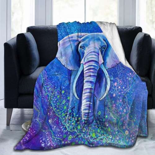 Blue Elephant Throw Blanket