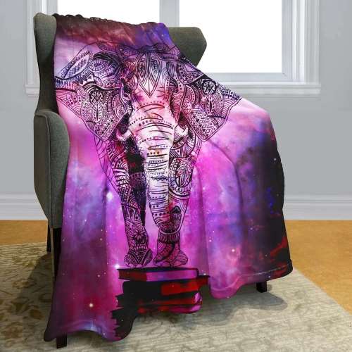 Purple Galaxy Elephant Blanket