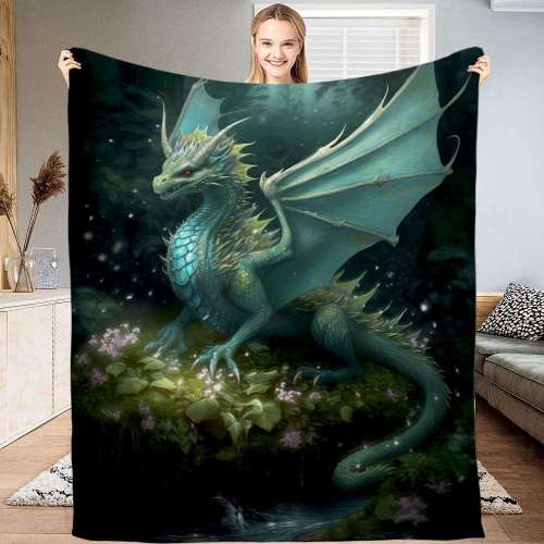 Fleece Dragon Print Blanket