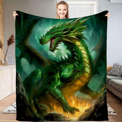 Green Dragon Throw Blanket