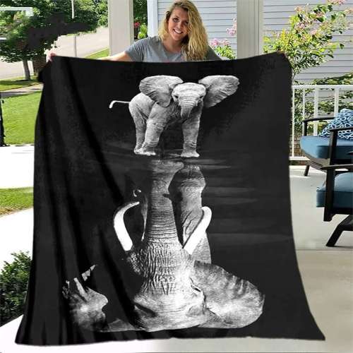 Black Elephants Print Blanket