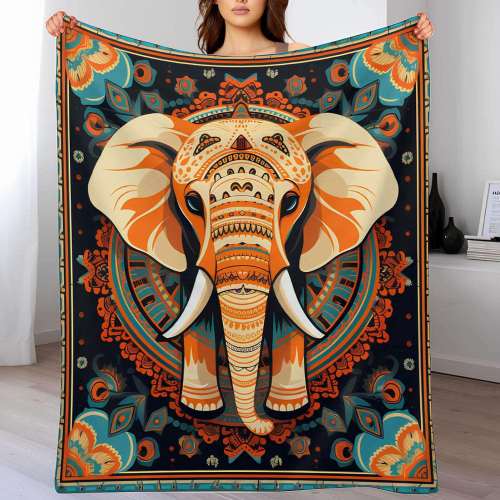 Tribal Elephant Print Blanket