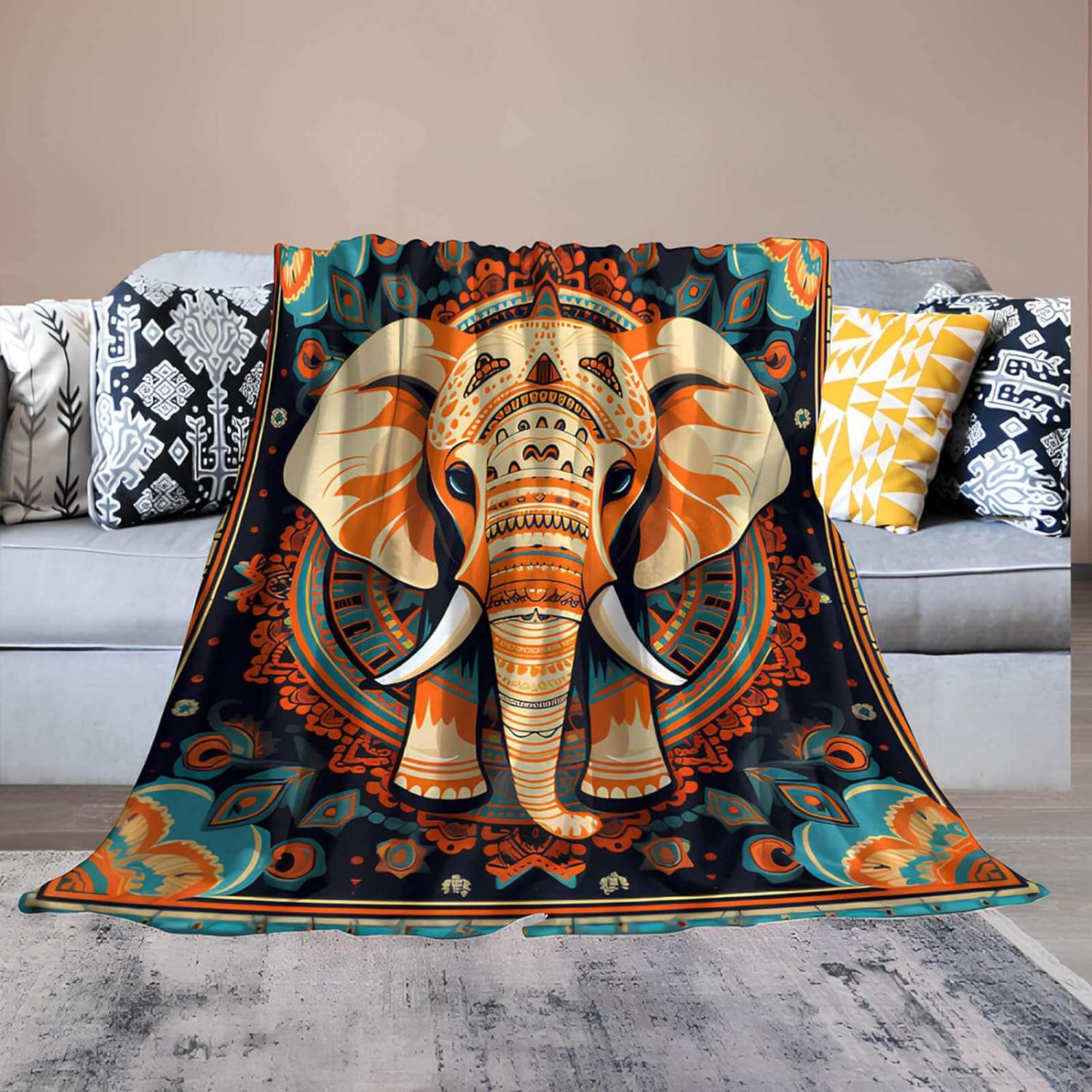 Tribal Elephant Print Blanket TheWildLifeJewelry