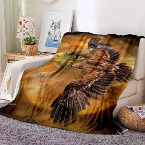 Gold Eagle Print Blanket