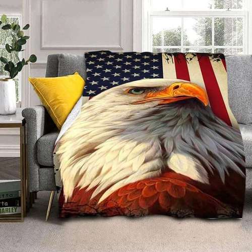 American Eagle Flag Print Blanket